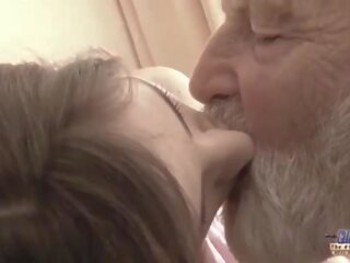 Old Young - Big penis Grandpa Fucked by Teen she licks thick old man member